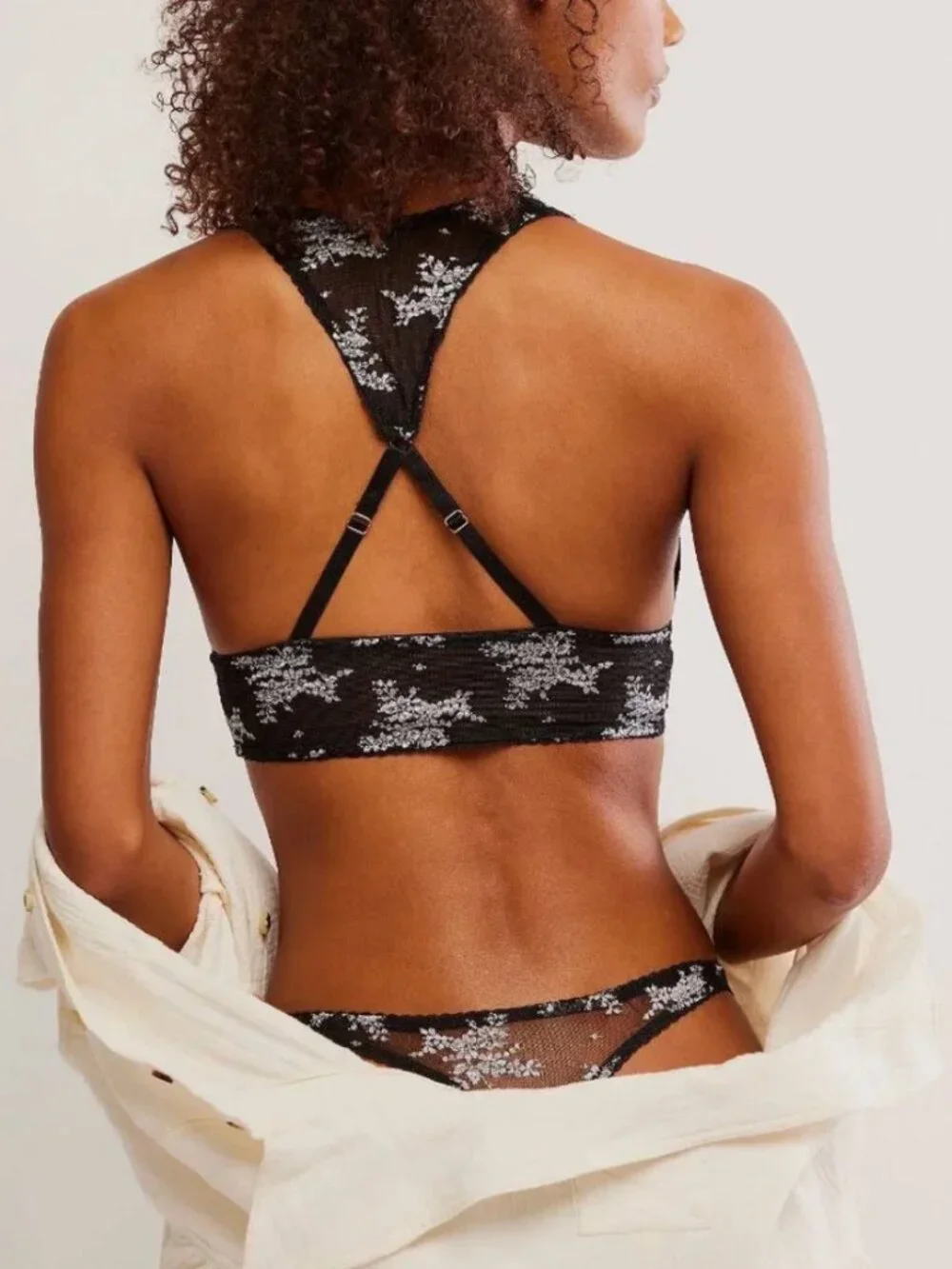 FREE PEOPLE NWT Talk About It Racerback Bra / Black Combo